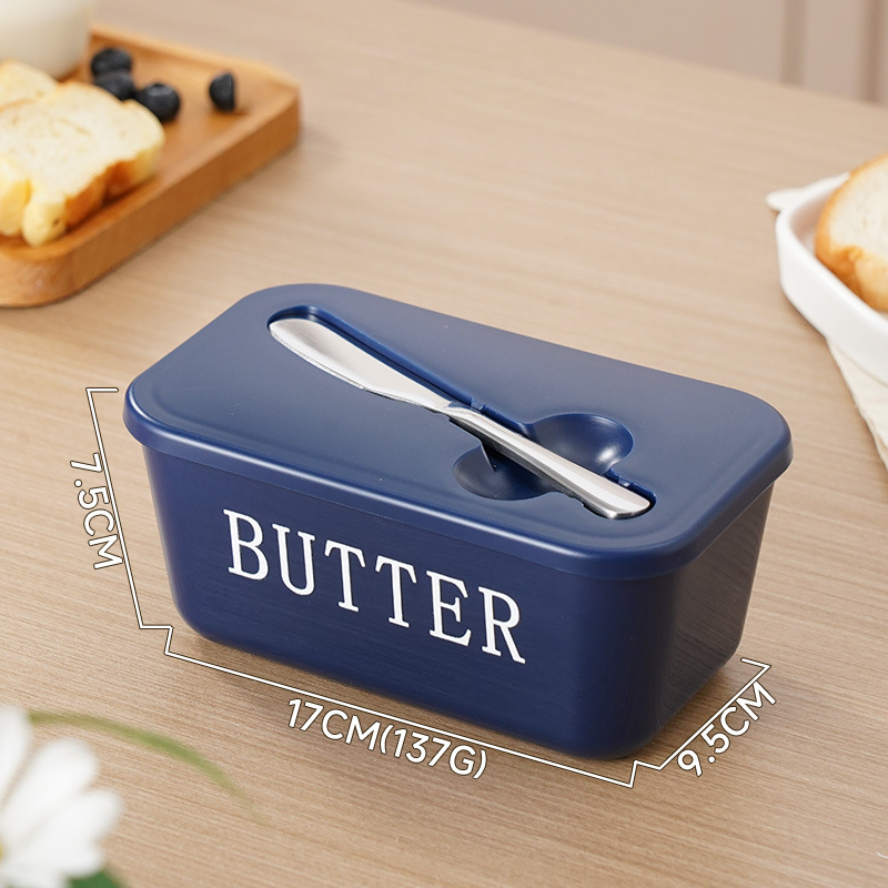 Large Plastic Butter Dish With Lid & Knife