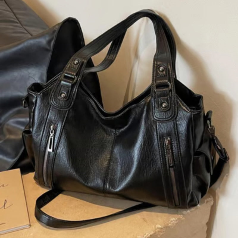 Women's Punk Style Studded Decor Tote Bag