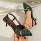 Limited Time Offer ⏰✨Women's Pointed-Toe Slingback Heels with Metal Chain