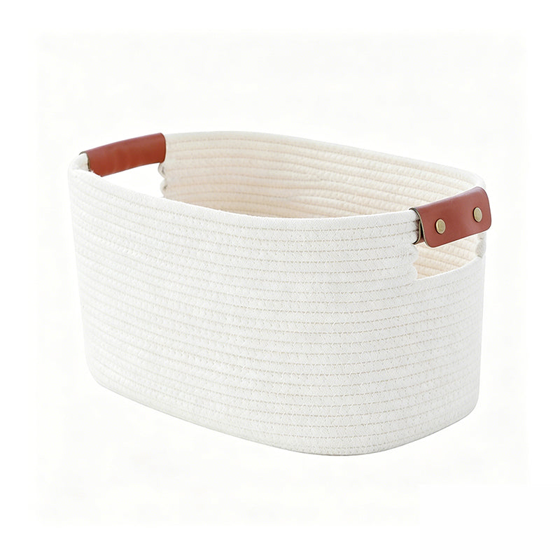 Woven Cotton Rope Storage Basket with Handles