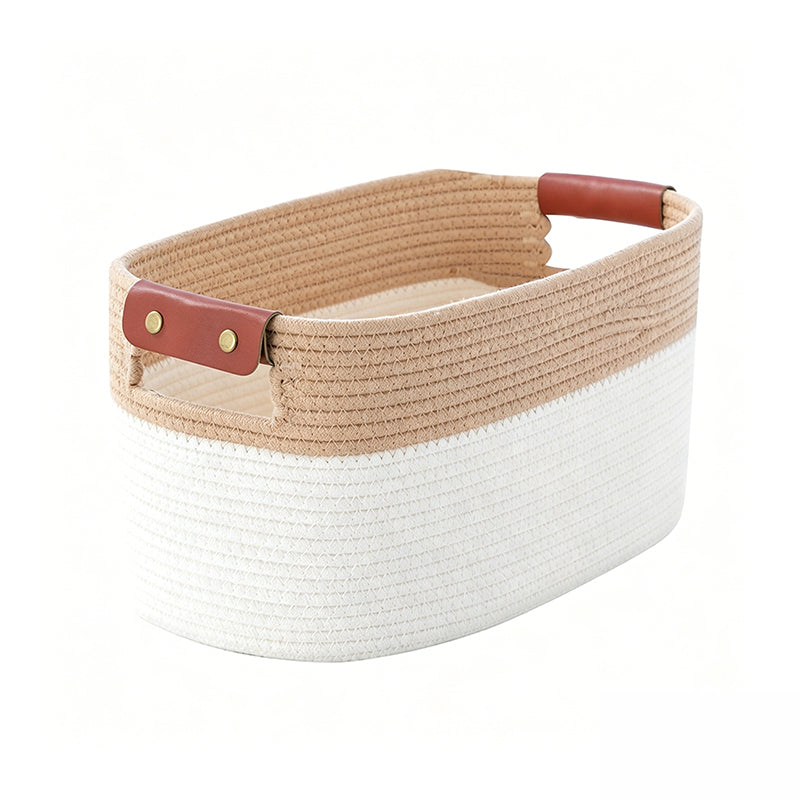 Woven Cotton Rope Storage Basket with Handles