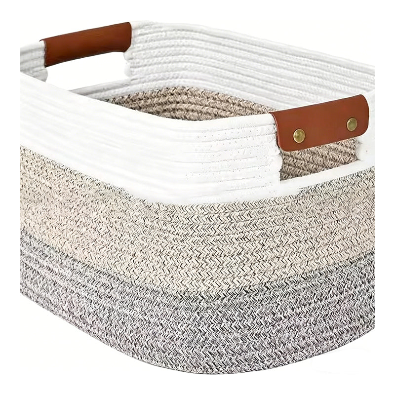 Woven Cotton Rope Storage Basket with Handles