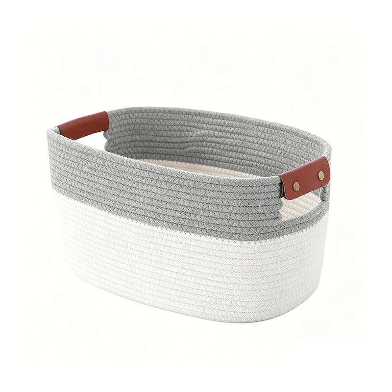Woven Cotton Rope Storage Basket with Handles