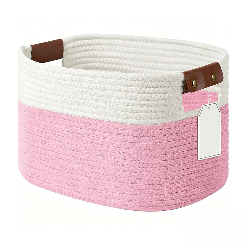 Woven Cotton Rope Storage Basket with Handles