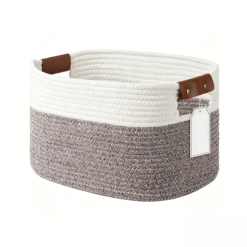 Woven Cotton Rope Storage Basket with Handles