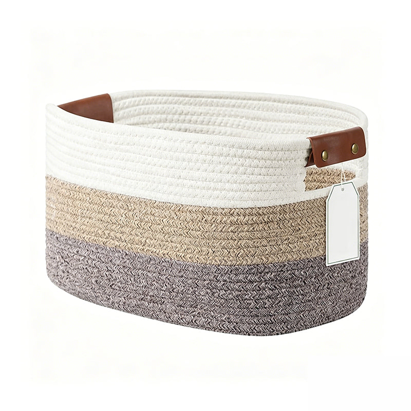 Woven Cotton Rope Storage Basket with Handles