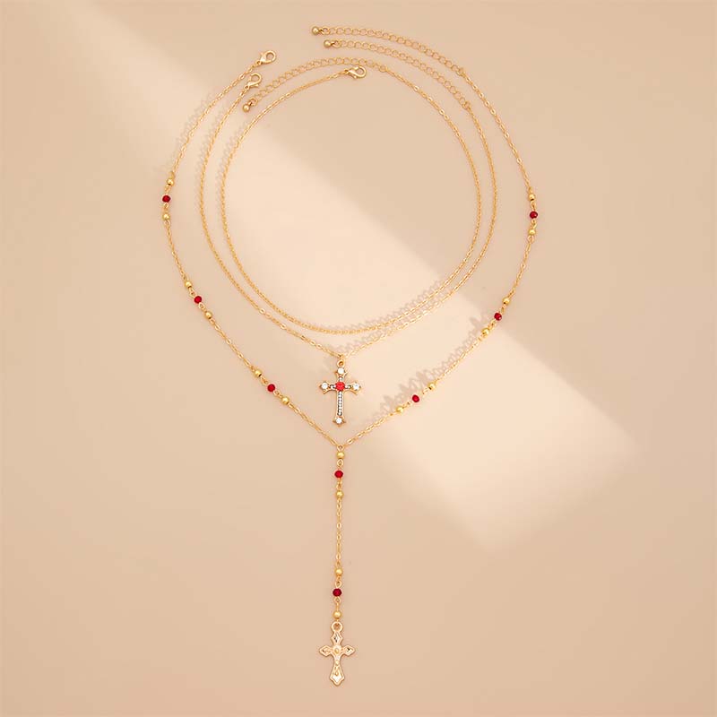 📢📢50% OFF !! ⏰Layered Gold Cross Necklaces for Women