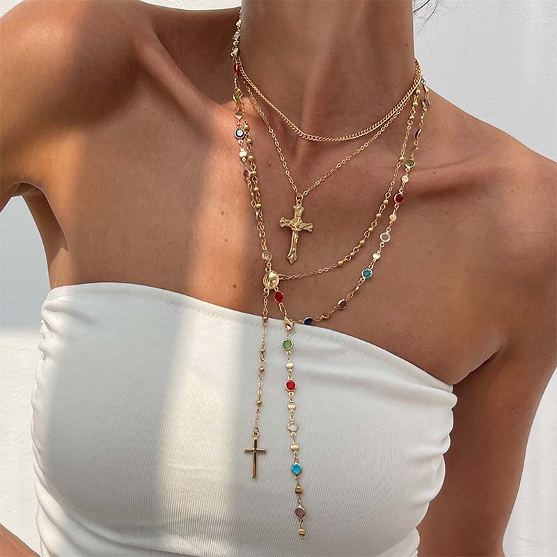 📢📢50% OFF !! ⏰Layered Gold Cross Necklaces for Women