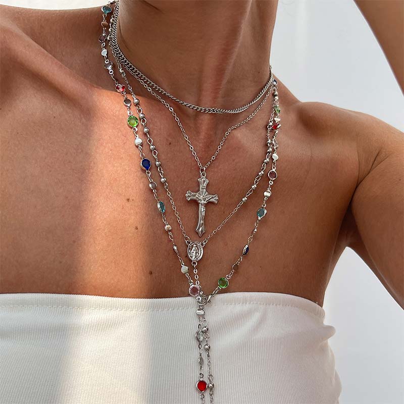 📢📢50% OFF !! ⏰Layered Gold Cross Necklaces for Women