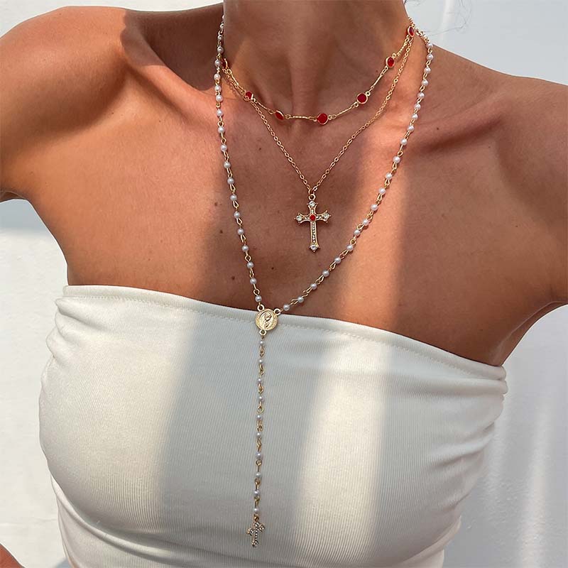 📢📢50% OFF !! ⏰Layered Gold Cross Necklaces for Women