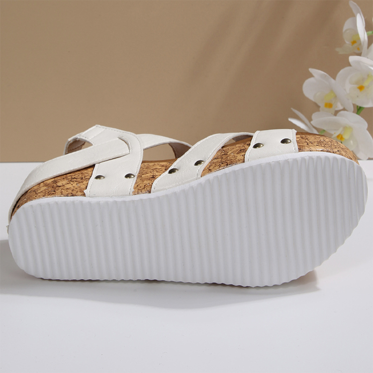 Casual Comfort Wedge Heel Sandals with Rivets