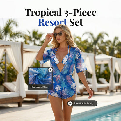 🏊‍♀️👙Pool Statement✨ Women's Sexy Printed 3-Piece Set