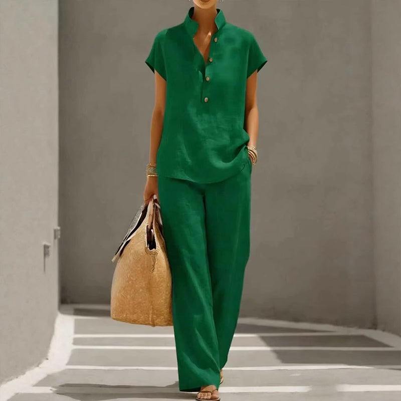 ⏳Limited-time 48% off⏰Women's Casual Solid Color Two-Piece Set👚👖