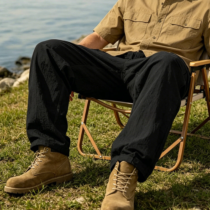 👖50% OFF! ✨ Men's Cotton Linen Cargo Pants with Drawstring Waist – Breathable, Relaxed Fit, Multi-Pocket 🏔️