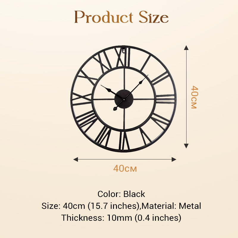 Silent Non-Ticking Vintage Industrial Wall Clock