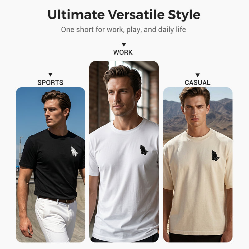 🎁2026 New Arrivals 59% OFF💥Men's Praying Hands Graphic Tee – Cotton, Casual, Symbolic, Versatile ✨