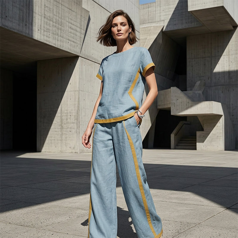 🥳SUMMER HOT SALE🥳💞50K+ SOLD!💥50% OFF! 🔥Women's Casual 2-Piece Set with Contrast Trim