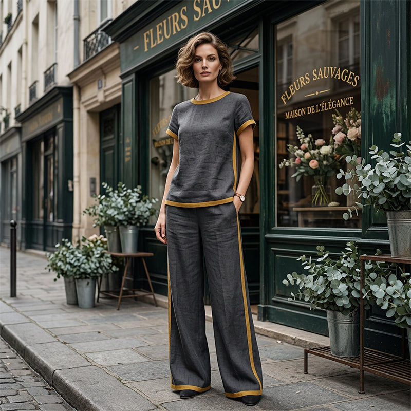 🥳SUMMER HOT SALE🥳💞50K+ SOLD!💥50% OFF! 🔥Women's Casual 2-Piece Set with Contrast Trim