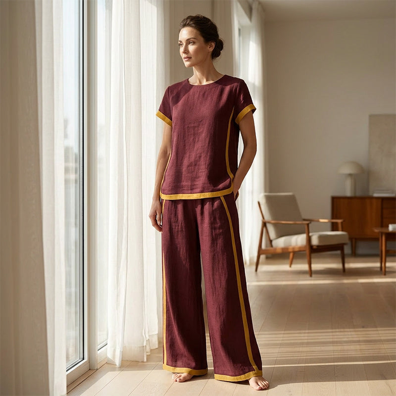 🥳SUMMER HOT SALE🥳💞50K+ SOLD!💥50% OFF! 🔥Women's Casual 2-Piece Set with Contrast Trim