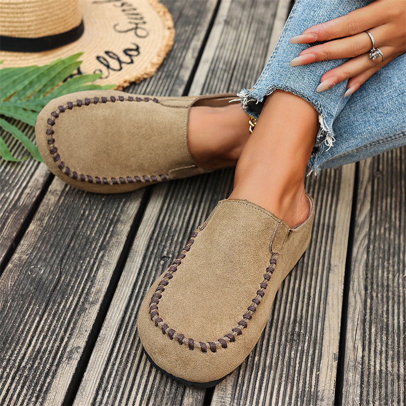 Women's Wide Fit Closed-Toe Mule Slippers - Cushioned Arch Support ✨