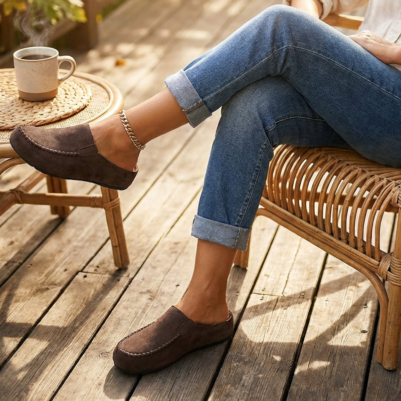 Women's Wide Fit Closed-Toe Mule Slippers - Cushioned Arch Support ✨