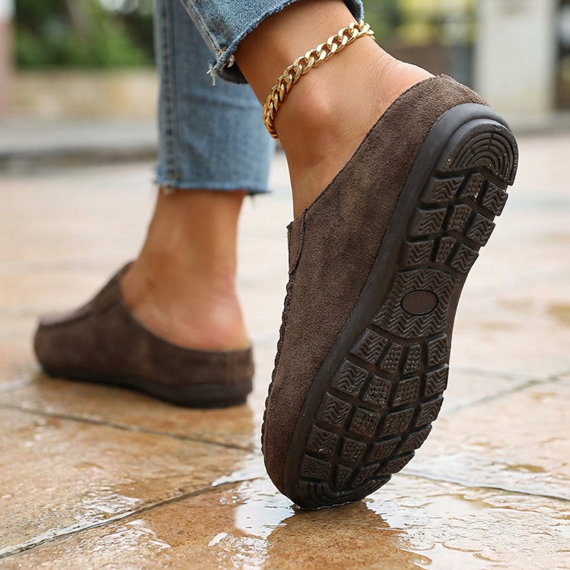 Women's Wide Fit Closed-Toe Mule Slippers - Cushioned Arch Support ✨