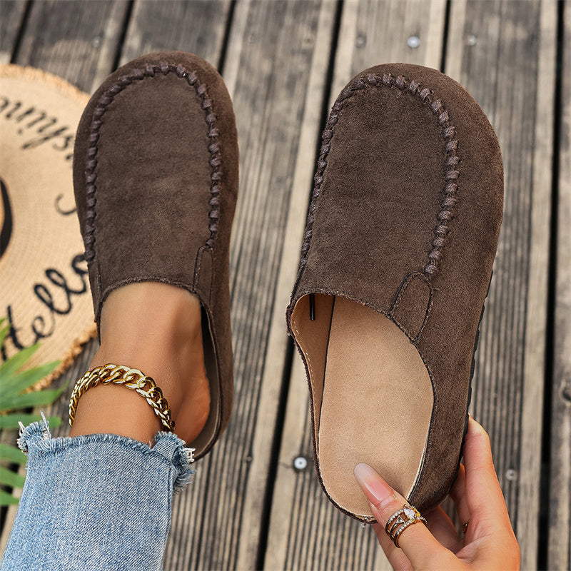 Women's Wide Fit Closed-Toe Mule Slippers - Cushioned Arch Support ✨