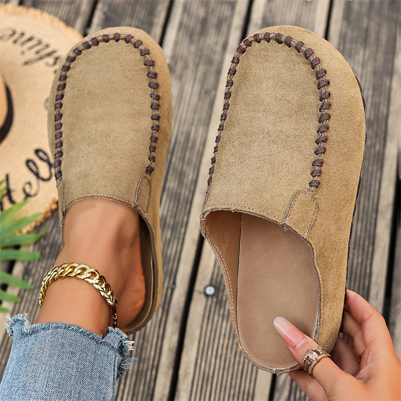 Women's Wide Fit Closed-Toe Mule Slippers - Cushioned Arch Support ✨