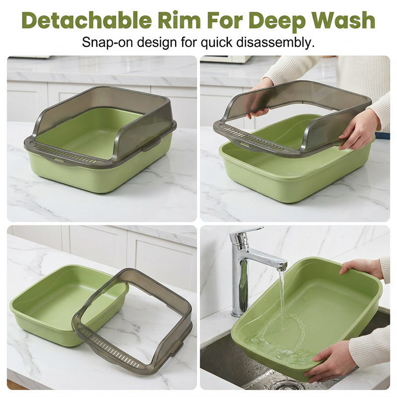 🐱 50% OFF NOW!🌸 Semi-Enclosed Litter Box – Splash Guard & Odorless – Easy Clean Cat Toilet – Safe PP Material 🚽