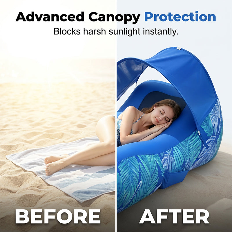 Effortless Inflation Air Lounger with Sunshade