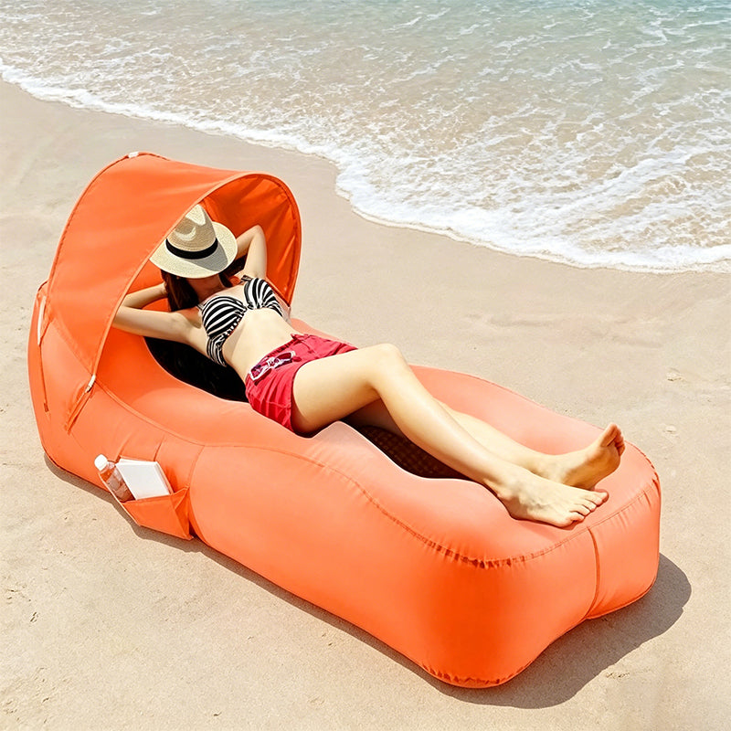 Effortless Inflation Air Lounger with Sunshade