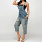 Women's Button-Front Tapered Denim Overalls