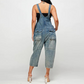 Women's Button-Front Tapered Denim Overalls