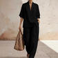 🎁New Arrival 50% OFF💥Women's Casual V-Neck Top and Wide-Leg Pants Set