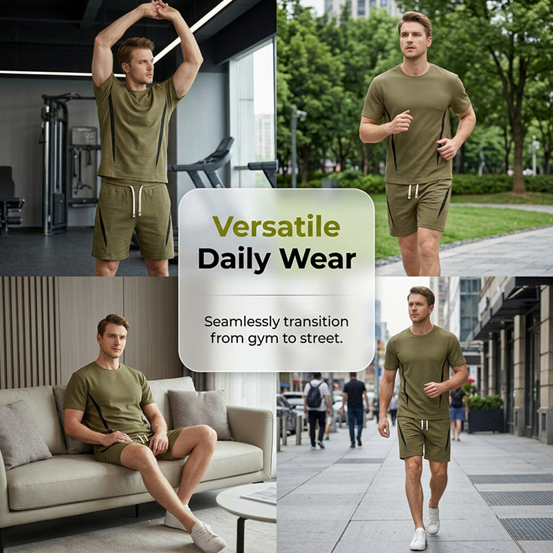 📢📢50% OFF !! ⏰Men's Waffle Knit T-Shirt & Shorts Set