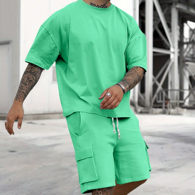 🥳SUMMER HOT SALE🥳💞50K+ SOLD!💥50% OFF! 🔥Men's Casual Short Sleeve T-Shirt Shorts Set
