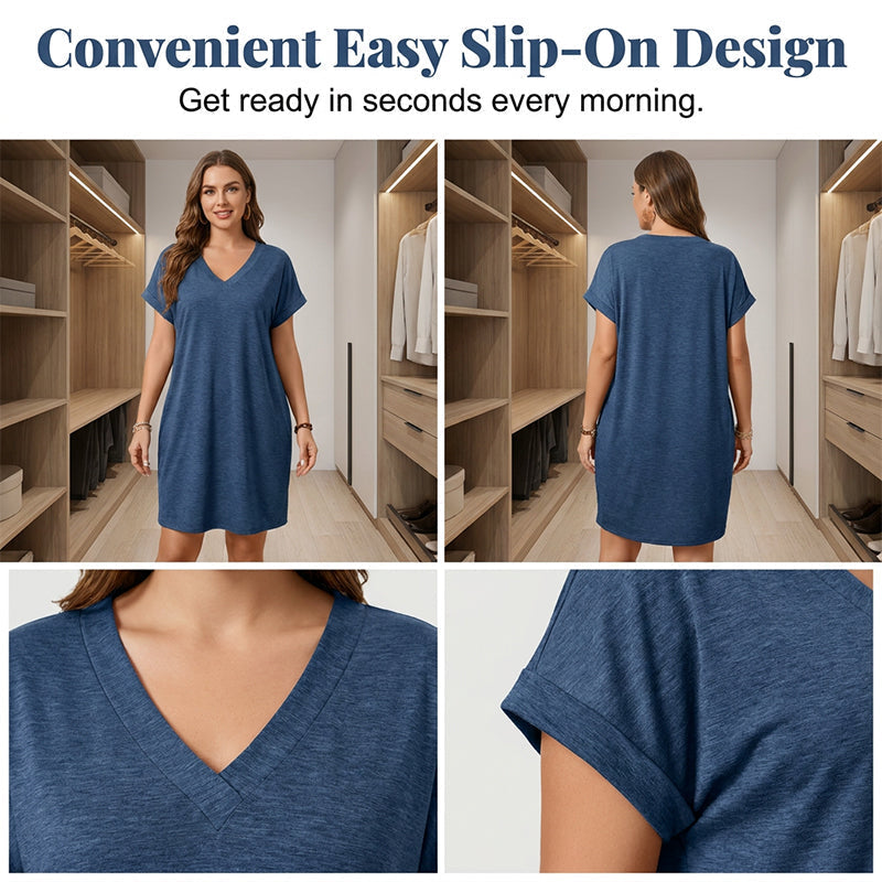Plus Size V-Neck T-Shirt Dress