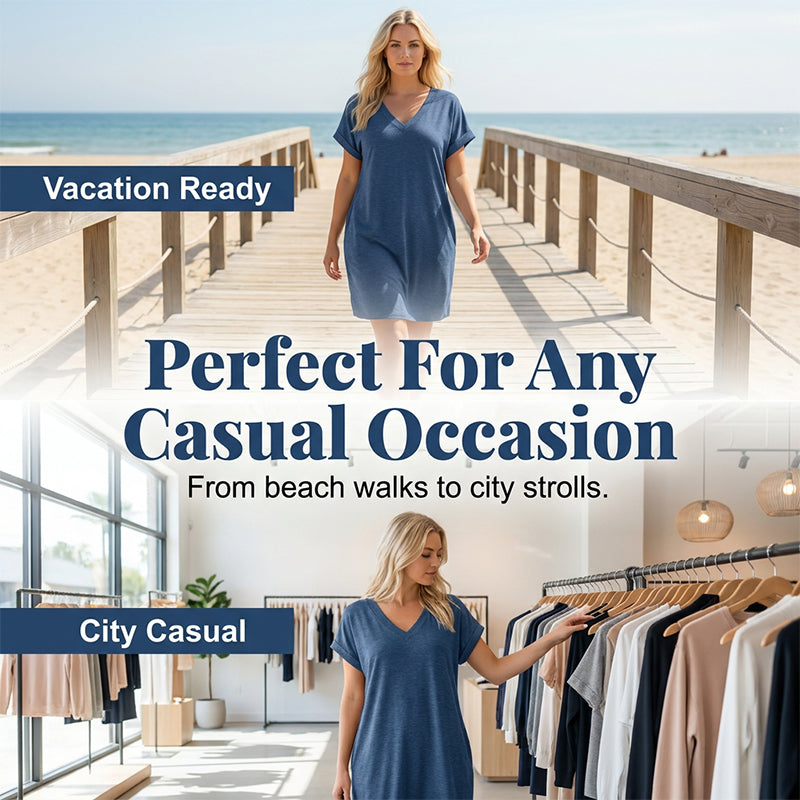 Plus Size V-Neck T-Shirt Dress