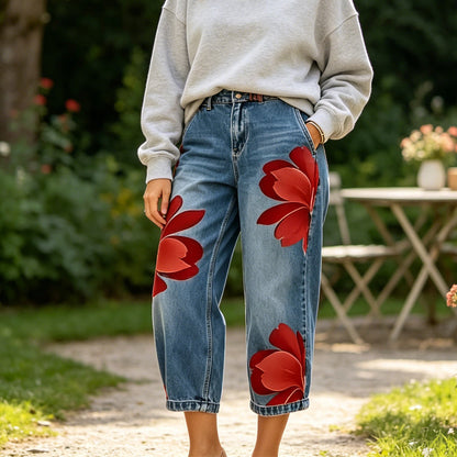 🔥2026 New Arrival ＆ Hot Sale ＆ 50％ Off🔥Artistic Flower Wide-Leg Jeans for Women💙