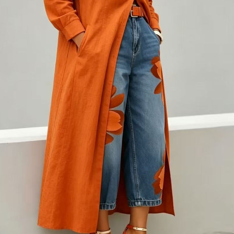 🔥2026 New Arrival ＆ Hot Sale ＆ 50％ Off🔥Artistic Flower Wide-Leg Jeans for Women💙