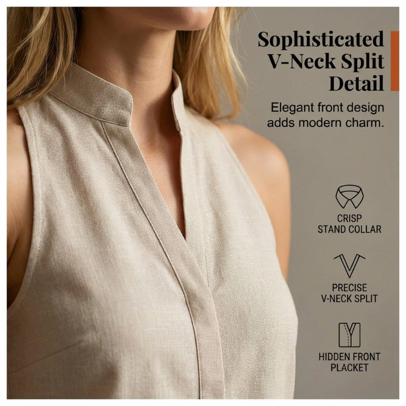 🌸Summer Sleeveless Stand Collar V-Neck Top