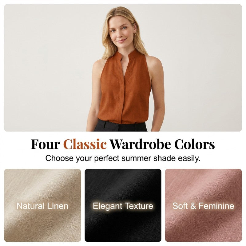 🌸Summer Sleeveless Stand Collar V-Neck Top