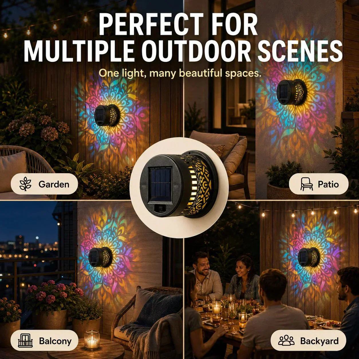 📢📢50% OFF !! ⏰🌿Solar Mandala Projection Lamp Waterproof Auto Light
