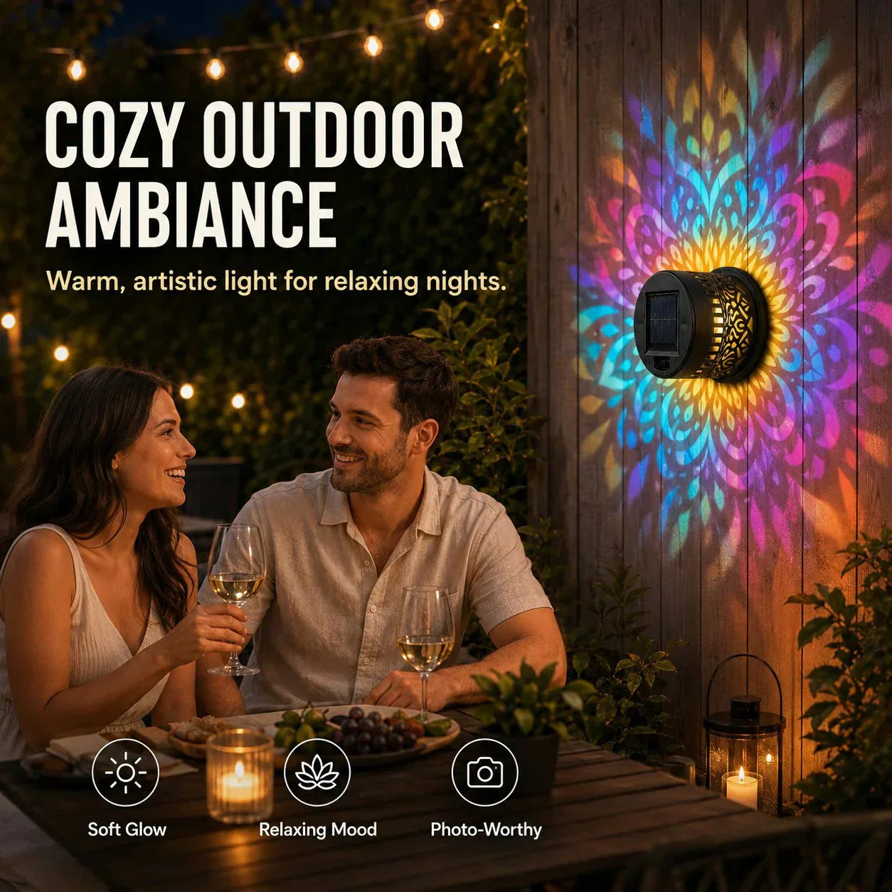 📢📢50% OFF !! ⏰🌿Solar Mandala Projection Lamp Waterproof Auto Light