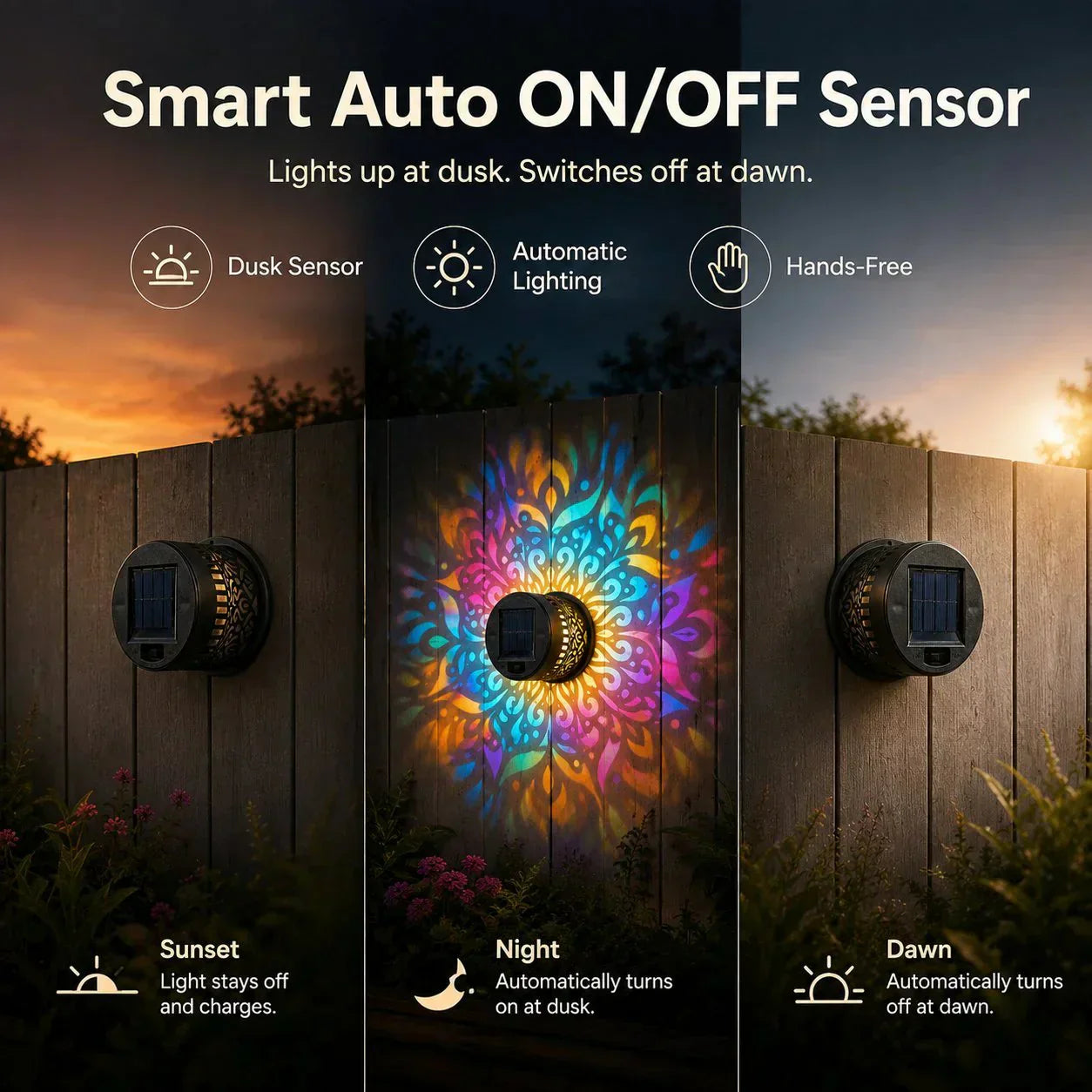 📢📢50% OFF !! ⏰🌿Solar Mandala Projection Lamp Waterproof Auto Light