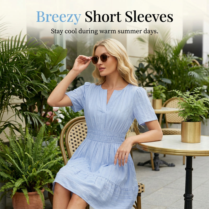 🥳2026 HOT SALE🥳Women's Short Sleeve Tiered Mini Dress
