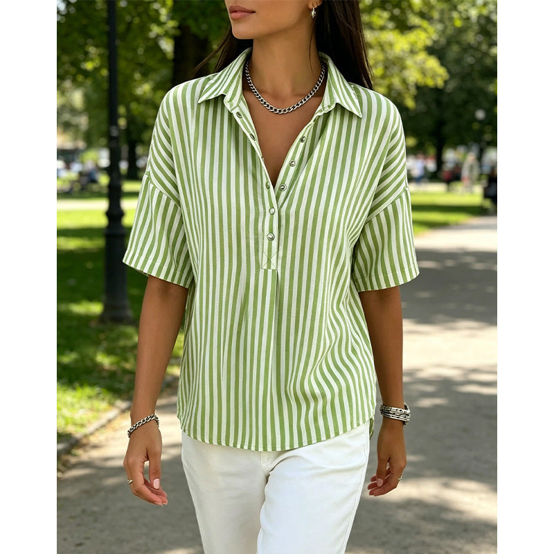 ⏳Time-Limited Special⏰Women's Casual Striped Short-Sleeve Shirt