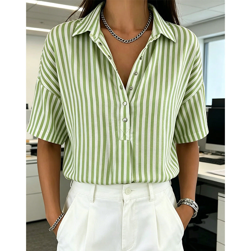 ⏳Time-Limited Special⏰Women's Casual Striped Short-Sleeve Shirt