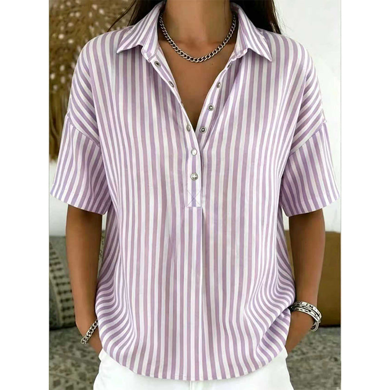 ⏳Time-Limited Special⏰Women's Casual Striped Short-Sleeve Shirt