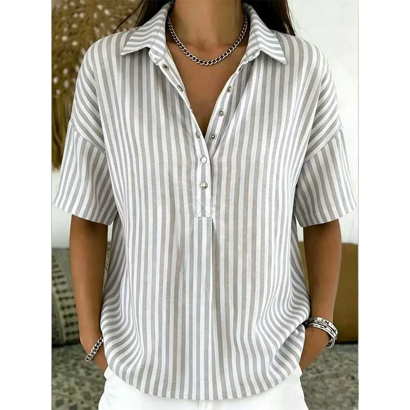 ⏳Time-Limited Special⏰Women's Casual Striped Short-Sleeve Shirt